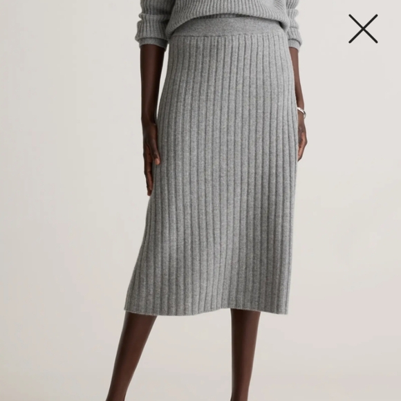 Quince Womens Mongolian Cashmere Midi Skirt Gray Basic S Mint - Picture 1 of 5